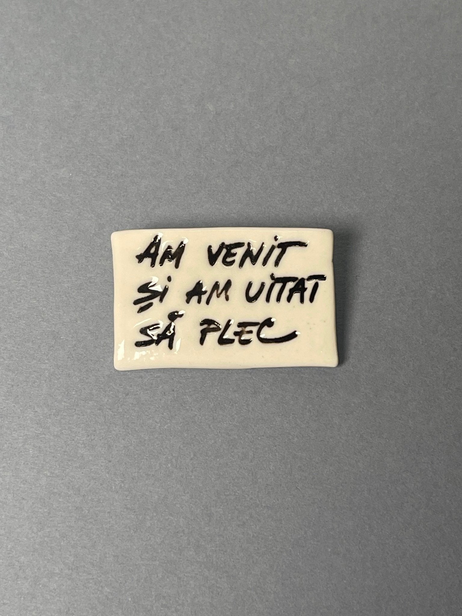 Broșă porțelan "Am venit și am uitat să plec" - Diana Vasilescu - Accesorii Bijuterie