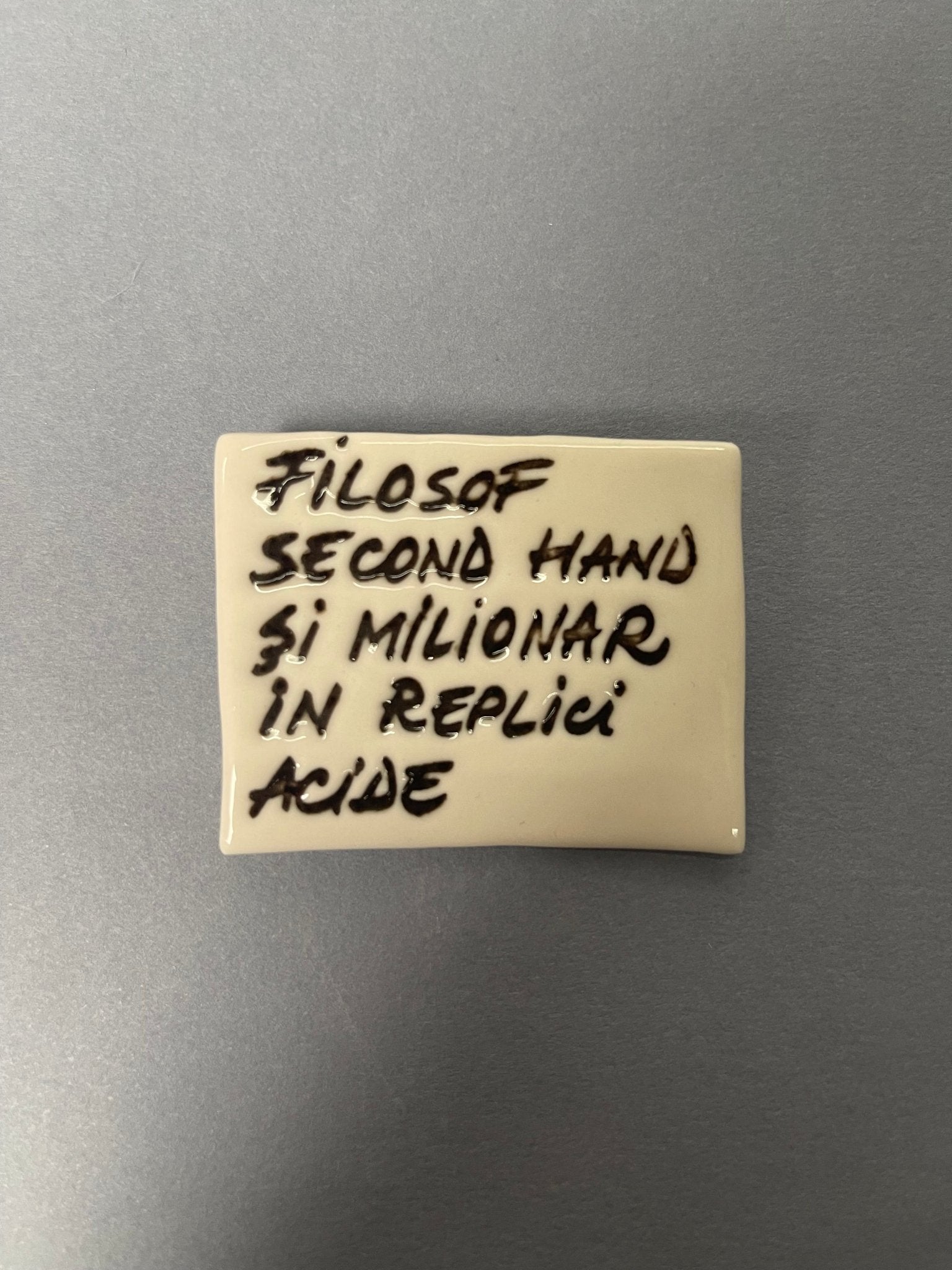 Broșă porțelan "Filosof second hand și milionar în replici acide" - Diana Vasilescu - Accesorii Bijuterie