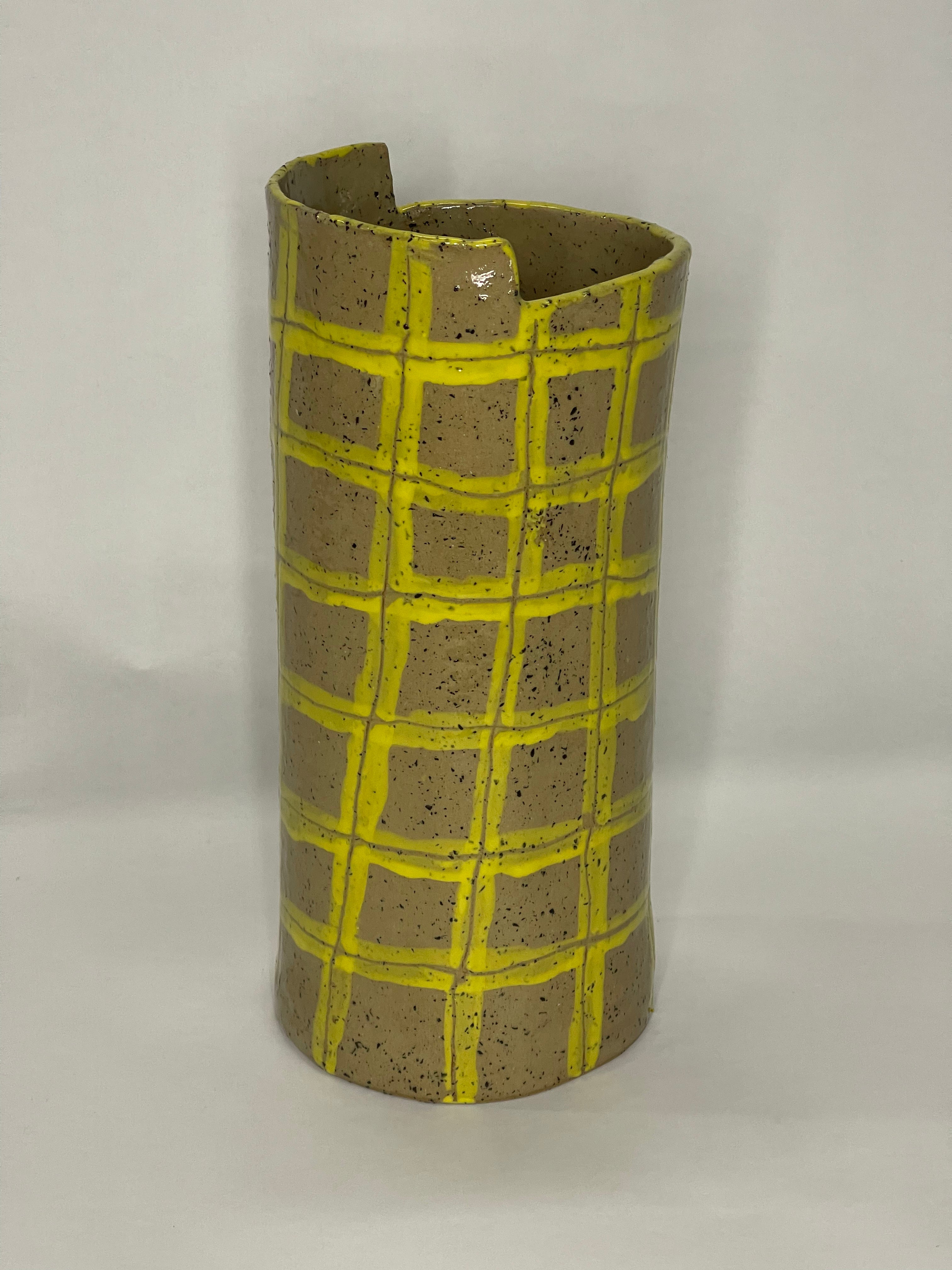Vază Ceramică Yellow Checkers