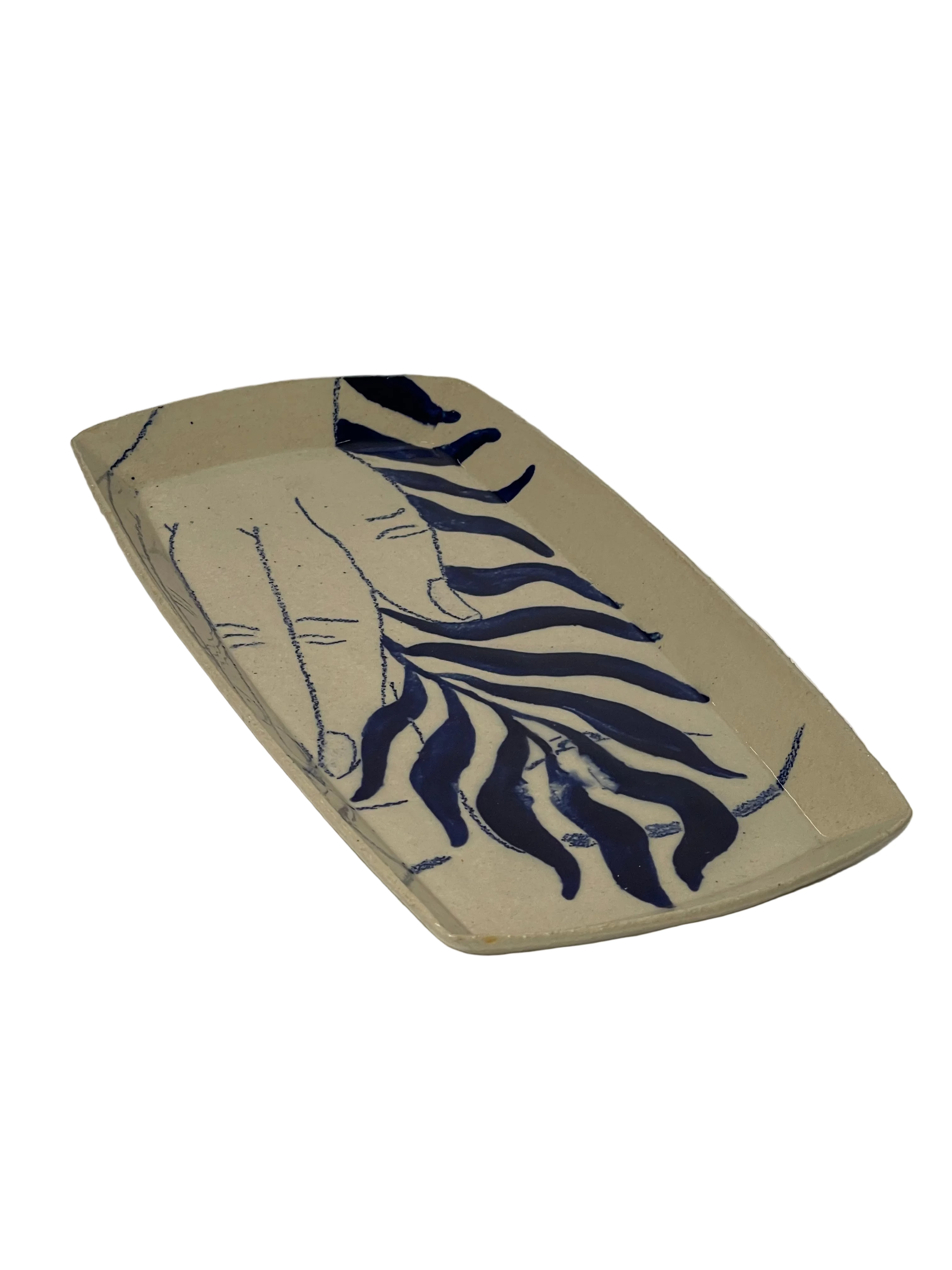 Platou Ceramică Mână Albastră