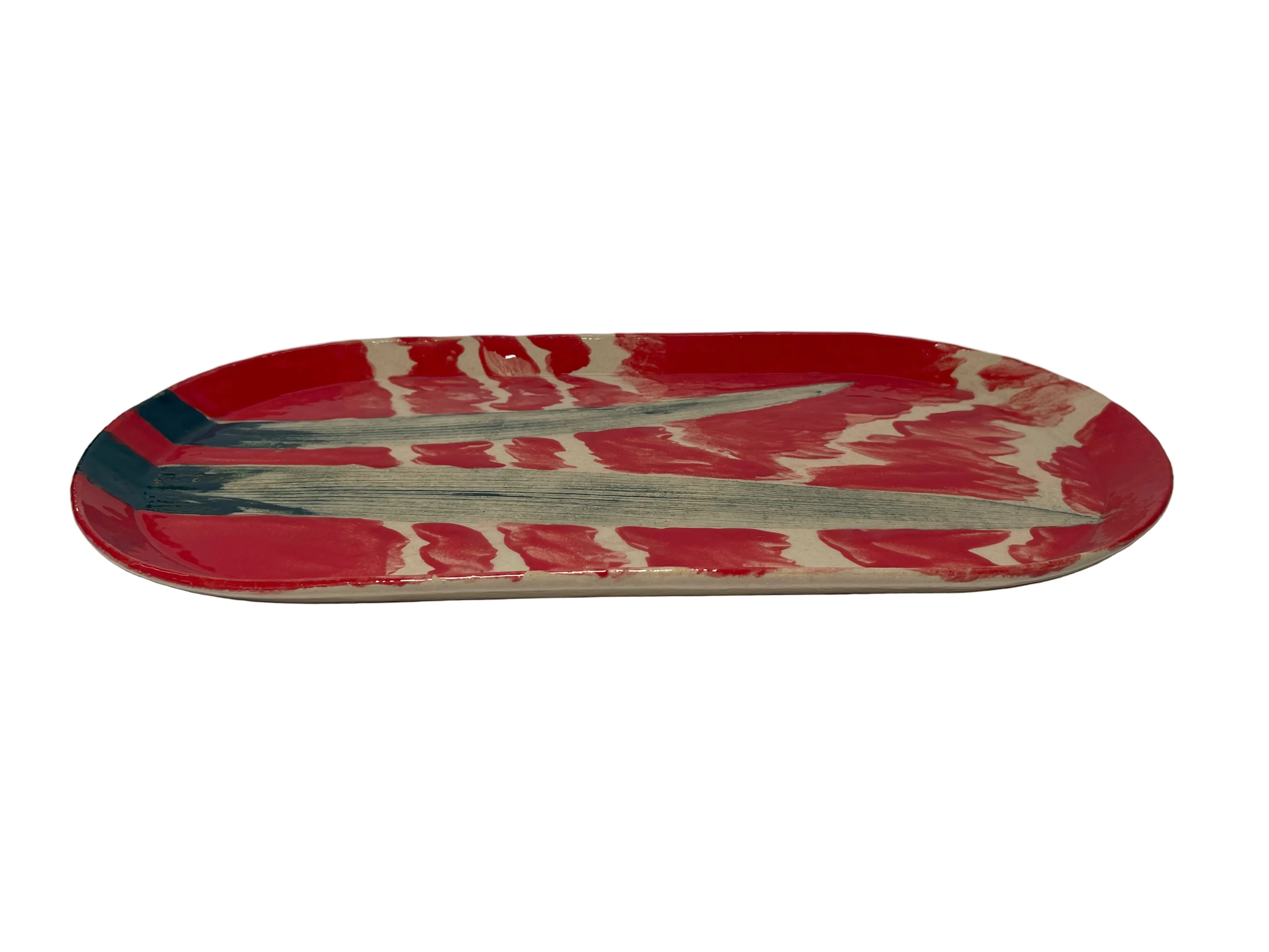 Platou Ceramică Motive Vegetale Red