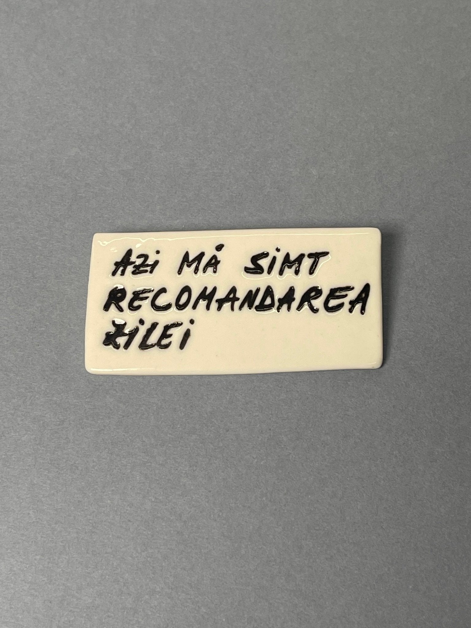 Broșă porțelan "Azi mă simt recomandarea zilei" - Diana Vasilescu - Accesorii Bijuterie