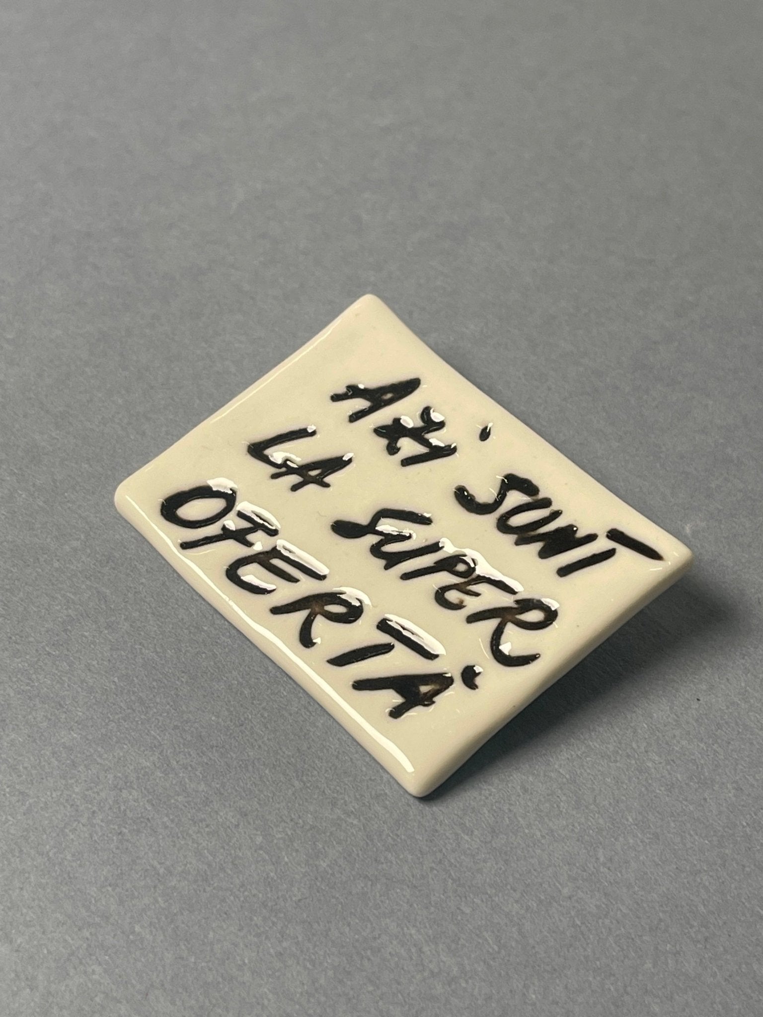 Broșă porțelan "Azi sunt la super ofertă" - Diana Vasilescu - Accesorii Bijuterie