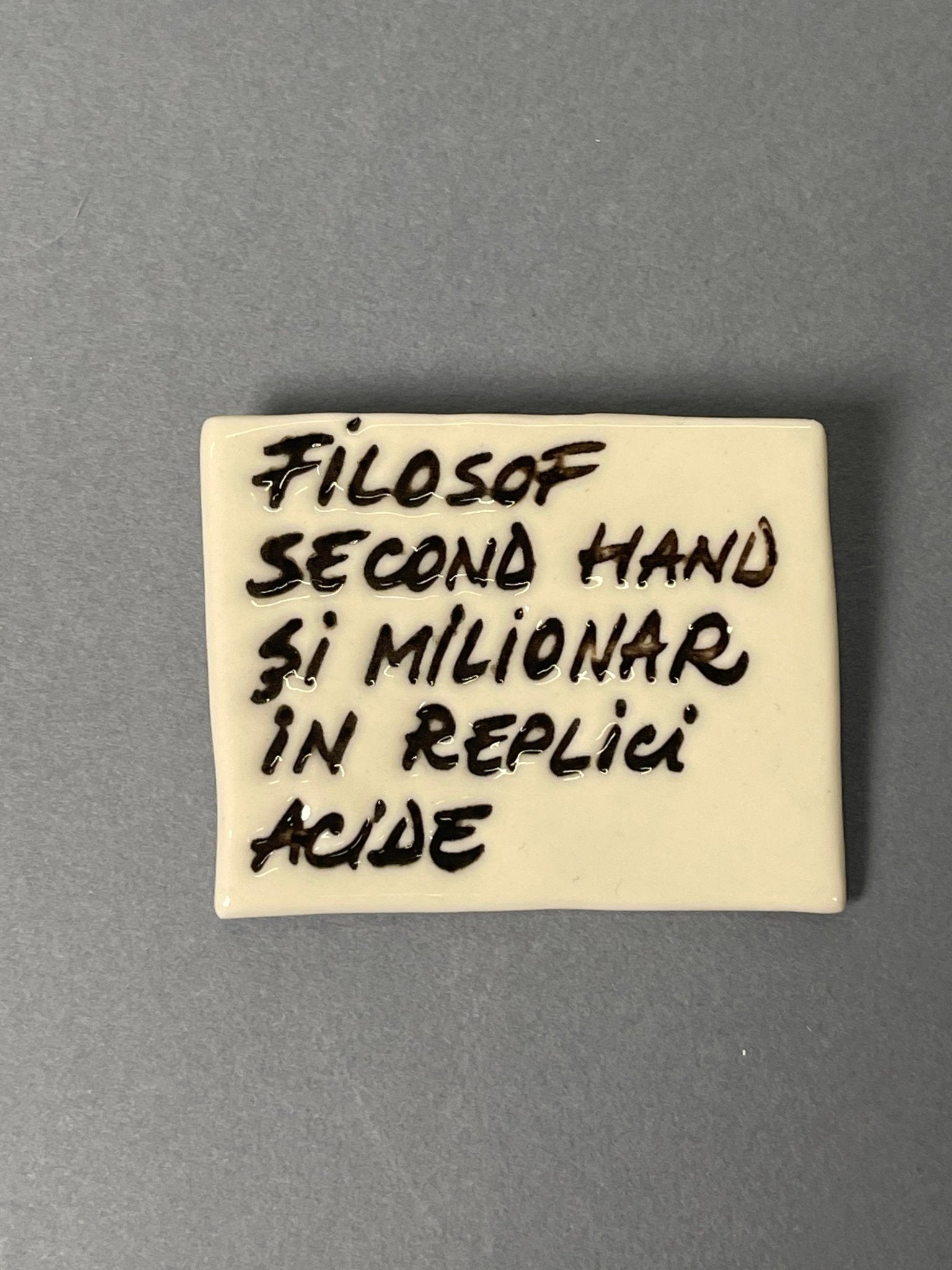 Broșă porțelan "Filosof second hand și milionar în replici acide" - Diana Vasilescu - Accesorii Bijuterie