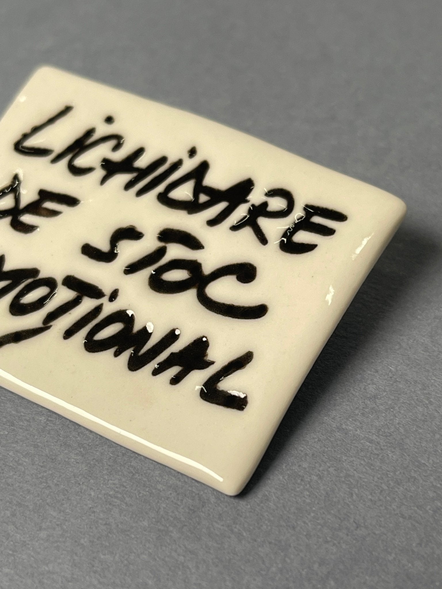 Broșă porțelan "Lichidare de stoc emoțional" - Diana Vasilescu - Accesorii Bijuterie