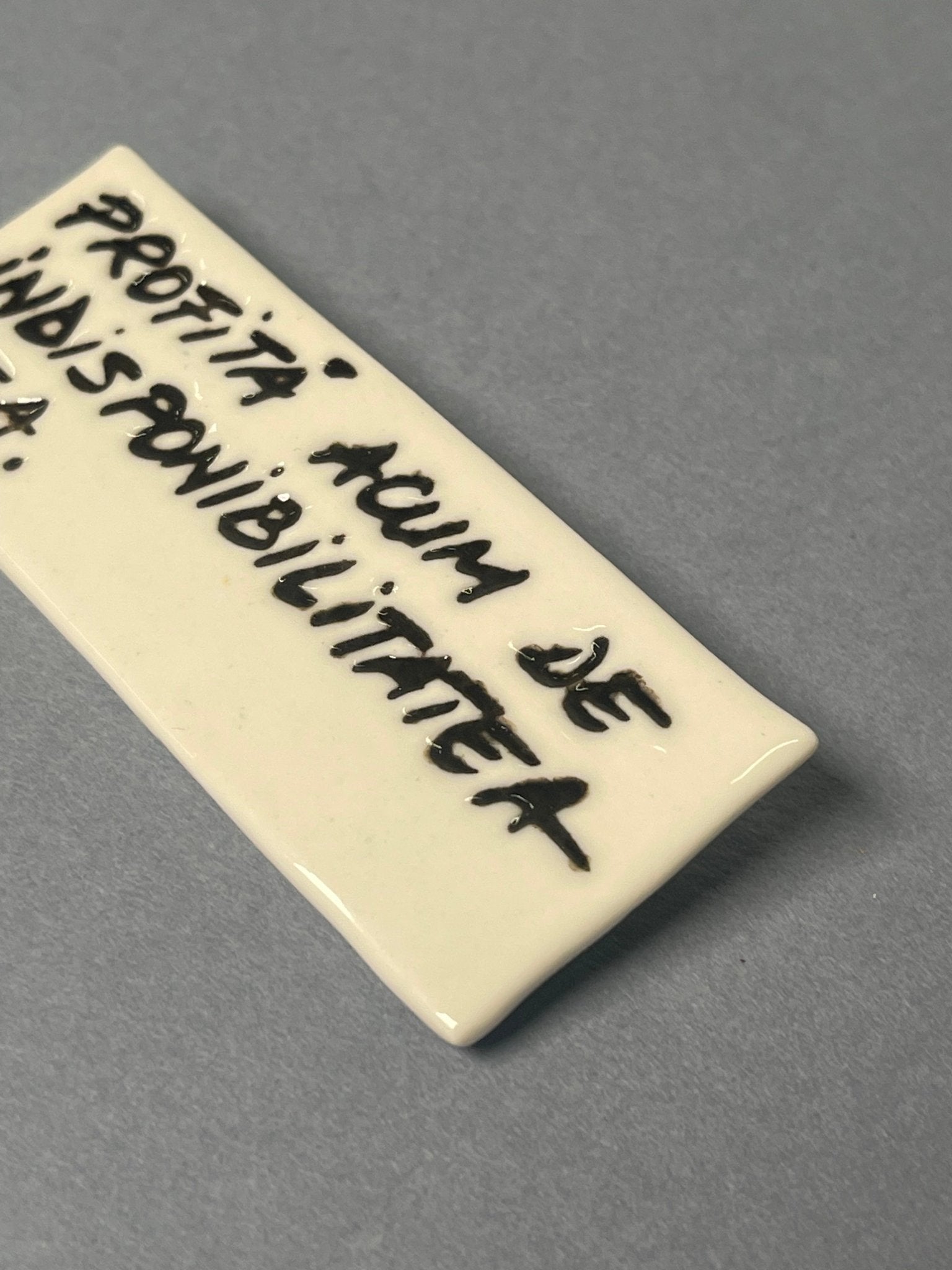 Broșă porțelan "Profită acum de indisponibilitatea mea" - Diana Vasilescu - Accesorii Bijuterie