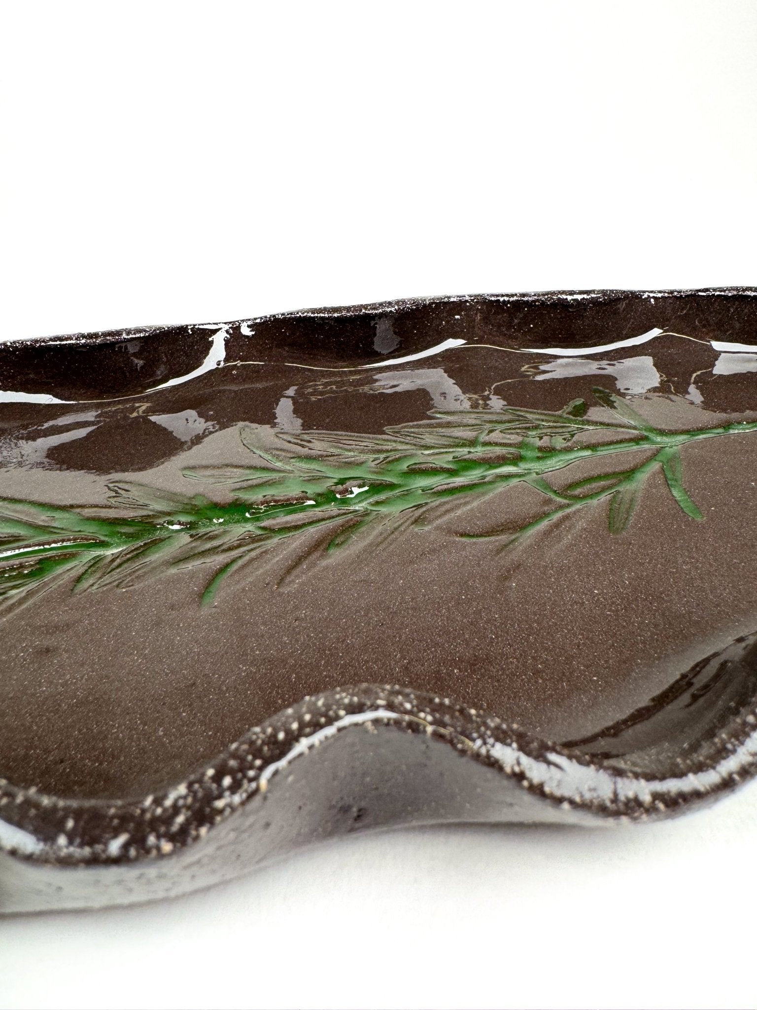 Platou ceramica imprimeu rozmarin - Diana Vasilescu - Ceramica