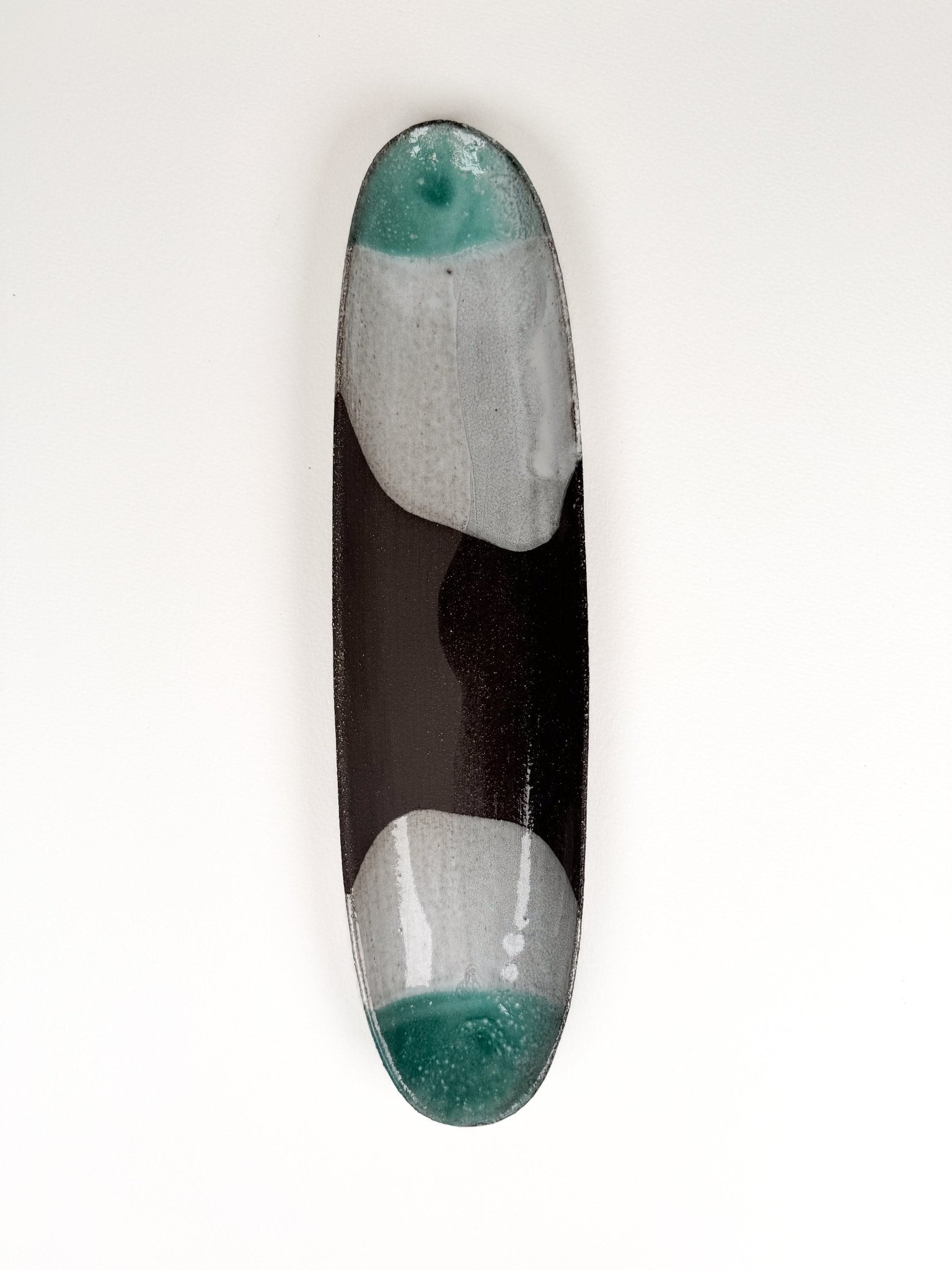 Platou ceramica oval maro alb verde - Diana Vasilescu - Ceramica