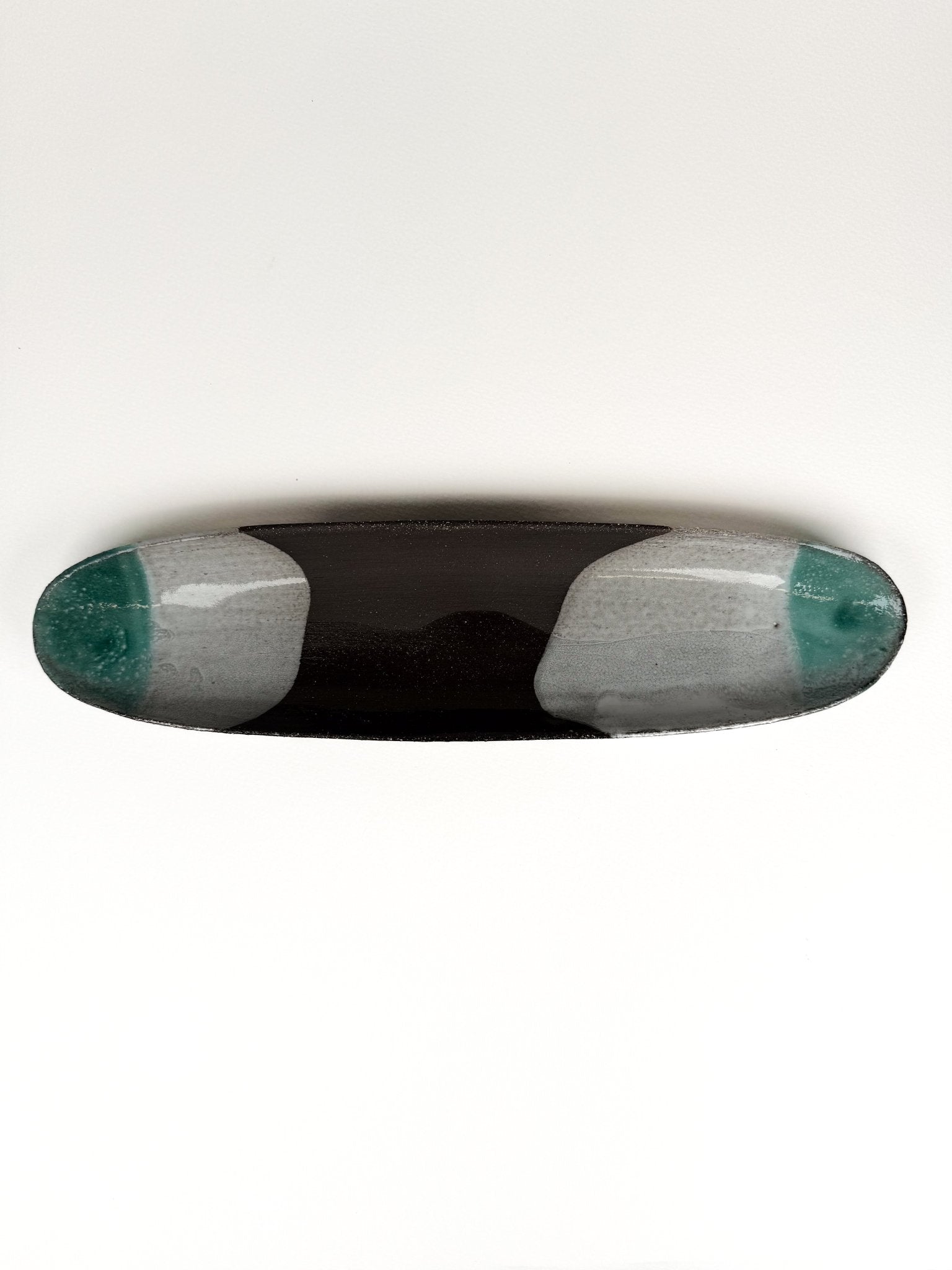 Platou ceramica oval maro alb verde - Diana Vasilescu - Ceramica